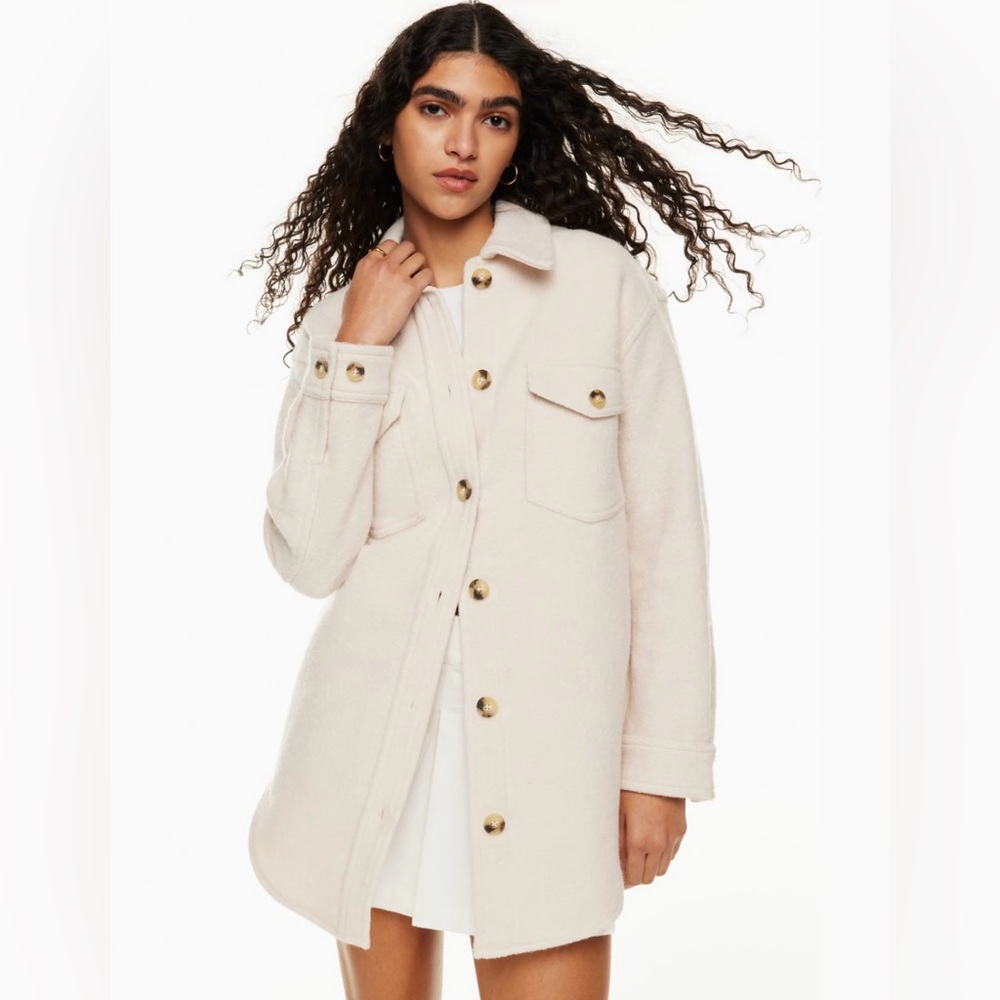 NWT Wilfred Ganna shirt jacket heather bone merino wool shacket aritzia